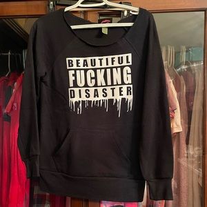 Beautiful Disaster brand wide neck sweatshirt. Brand new with tags.